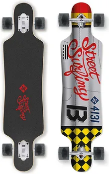 LONGBOARD STREET SURFING CURVE FREERIDE 39″ DROPTHROUGH SILVER-YELLOW (1 / 1)
