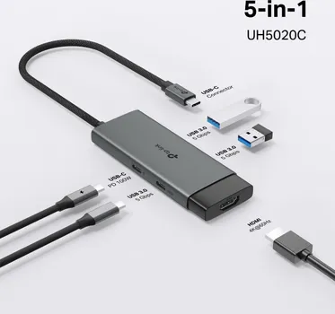 TP-LINK UH5020C TYPE-C 5-U-1 HUB │ 5 U 1: HDMI + 2X USB-A + USB-C + PD │ 4K@60HZ HDMI IZLAZ │ 100W BRZO PUNJENJE │ 5GBPS PRENOS PODATAKA │ PLUG & PLAY (5 / 10)