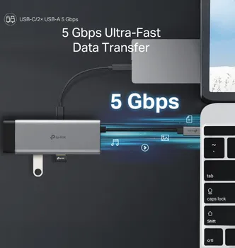 TP-LINK UH7020C TYPE-C 7-U-1 HUB │ 7 U 1: HDMI + SD/MICROSD + 2X USB-A + USB-C + PD │ 4K@60HZ HDMI │ 100W BRZO PUNJENJE │ 5GBPS PRENOS PODATAKA │ SD/MICROSD DO 200MB/S │ PLUG & PLAY (10 / 12)