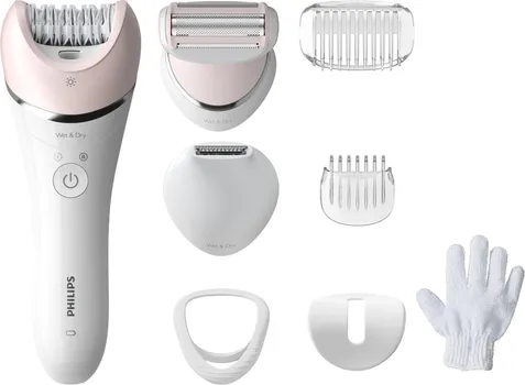 PHILIPS EPILATOR SERIES 8000 BRE721/00 WET AND DRY EPILATOR │ 32 KERAMIČKE PINCETE │ MOKRO I SUVO KORIŠĆENJE │ SVJETLO ZA PRECIZNOST │ PODESIVA GLAVA ZA OSJETLJIVE ZONE │ BIKINI TRIMER I NASTAVAK ZA BRIJANJE (1 / 1)