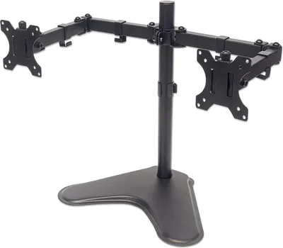 MANHATTAN 461559 UNIVERSAL DUAL MONITOR STAND SRŽI DVA LCD MONITORA OD 13 DO 32 , DVOSTRUKE OKRETNE RUKE S ODVOJENIM NAGIBOM OD ±45°, ROTACIJOM OD ±180°, ODGO (1 / 4)