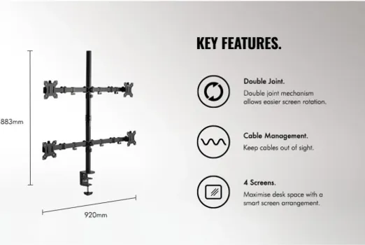 VONHAUS DESKTOP MOUNT ZA 4 MONITORA DO 32 (3 / 11)
