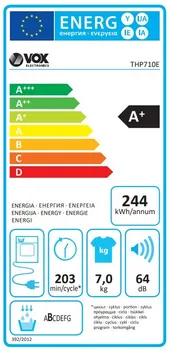 VOX MASINA ZA SUSENJE THP 710E VRSTA MAŠINE ZA SUŠENJE VEŠA: TOPLOTNA PUMPA, MAKSIMALAN KAPACITET SUŠENJA (2 / 2)