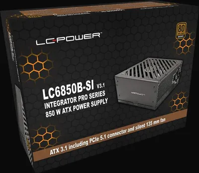 LC POWER PSU 850W BRONZE 80+, ATX, 135MM FAN, APFC, 3XPCIE 6+2PIN, 4XSATA, BLACK (1 / 2)