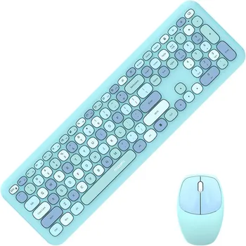 MOFII 666 2.4G WIRELESS SET KEYBOARD + MOUSE KIT BLUE │ BEŽIČNI KOMPLET TASTATURA I MIŠ │ TASTATURA SA 112 TASTERA │ MIŠ SA 1200 DPI │ 2.4 GHZ DOMET DO 10 M (1 / 5)