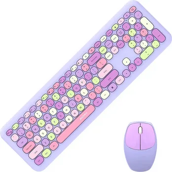 MOFII 666 2.4G WIRELESS SET PURPLE KOMPLET TASTATURA I MIŠ │ TASTATURA: 112 TASTERA │ MIŠ: 1200 DPI │ 2.4G BEŽIČNA VEZA │ PLUG & PLAY │ DO 10 M DOMET (1 / 2)