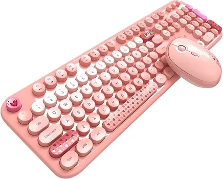 MOFII LOVELY PINK BEŽIČNI KOMPLET TASTATURA I MIŠ │ 2.4G BEŽIČNA VEZA │ 104 TASTERA │ DPI 800/1200/1600 │ 3 NIVOA UŠTEDE ENERGIJE │ 1XAA BATERIJA PO UREĐAJU (1 / 2)