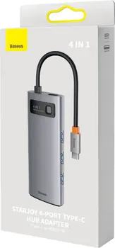 BASEUS METAL GLEAM 4-IN-1 HUB │ USB-C NA 4X USB 3.0 │ USB-C NAPAJANJE │ 5 GBPS PRENOS │ KOMPAKTNO I IZDRŽLJIVO │ PLUG & PLAY (2 / 7)