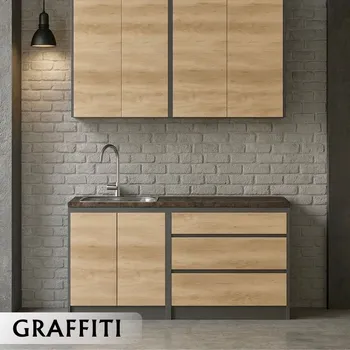 GRAND-CO-ME GRAFFITI KUHINJA 1.7 M COLOR GRAPHITE /OAK CRAFT GOLD (2 / 2)