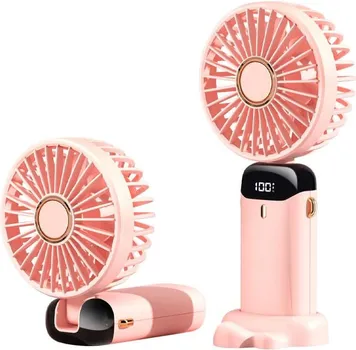 RUČNI PODESIVI PUNJIVI VENTILATOR SA 5 BRZINA S1 ROZI (2 / 6)
