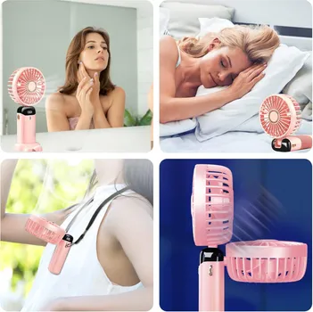 RUČNI PODESIVI PUNJIVI VENTILATOR SA 5 BRZINA S1 ROZI (6 / 6)