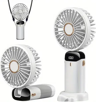RUČNI PODESIVI PUNJIVI VENTILATOR SA 5 BRZINA S1 BIJELI (1 / 6)
