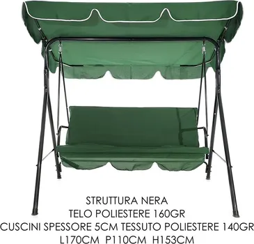 CEROVO LJULJAŠKA 170X110X153CM ZELENA (1 / 1)