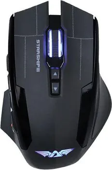 POWERLOGIC STARSHIP III, GEJMERSKI MIS, RGB OSVJERLJENJE, BROJ TASTERA: 9, DPI: 500-4000, AVAGO 9800 LASERSKI SENZOR, 6 NIVOA TEZINE, DUZINA KABLA: 1,8M, BOJA: CRNA (1 / 4)