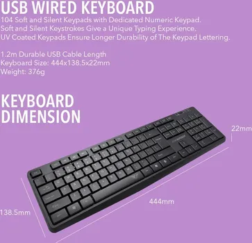 SONICGEAR ALCATROZ SILENT KB1500 NISKOPROFILNE TIHE TIPKE, BR. TIPKI: 104, POVEZIVANJE: USB, RASPORED SLOVA: (US), ŽIČANA TASTATURA SA DUŽINOM KABLA 1 (2 / 5)
