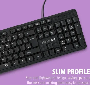SONICGEAR ALCATROZ SILENT KB1000 NISKOPROFILNE TIHE TIPKE, BROJ TIPKI: 104, POVEZIVANJE: USB, SLOVNI RASPORED: (US), ŽIČANA: DA, DUŽINA KABLA: 1.2M, M (6 / 6)