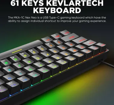 ARMAGGEDDON MKA 1C NEX GAMING MEHANIČKA, BLACK CLICKY MEHANIČKI PREKIDAČI, POZADINSKO LED OSVJETLJENJE (12 EFEKATA BOJA), KONTROLA JAČINE O (6 / 7)