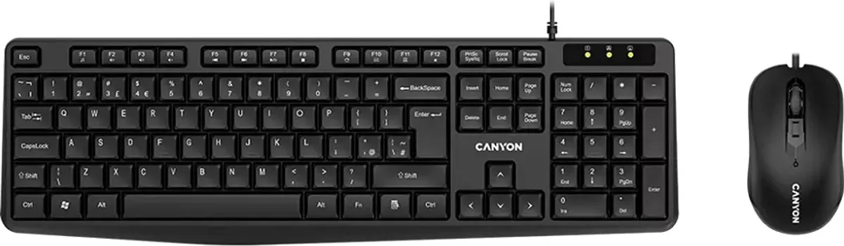CANYON SET-1 CLASSIC WIRED COMBO SET INTERFEJS: USB, BROJ TASTERA: 104, KARAKTERISTIKE: VODOOTPORNA, REZOLUCIJA: 1600 DPI, KOMPLET SET, MEMBRANSKI TASTERI, � (1 / 3)