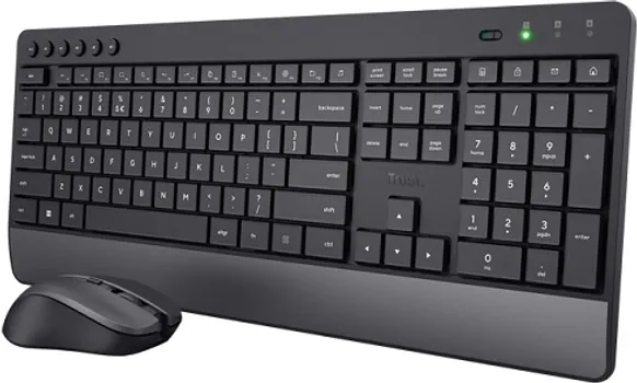 TRUST TREZO COMFORT WIRELESS KEYBOARD & MOUSE SET 24529 SLOVNI RASPORED: (US), WIRELESS KOMPLET SET ,MEMBRANSKI TASTERI, POVEZIVANJE: USB NANO PRIJEMNIK, TIHI TASTERI, DIZAJN M (1 / 4)