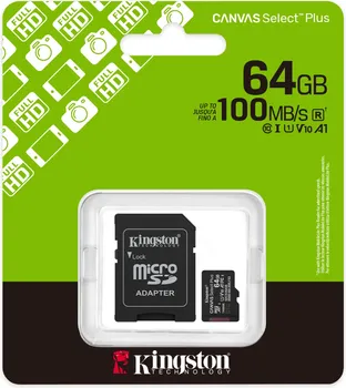 KINGSTON MICROSD 64GB CLASS 10CANVAS SELECT PLUS100MBS READ, CLASS 1... (1 / 3)