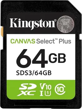KINGSTON SD 64GB CLASS 10CANVAS SELECT PLUS100MBS READ, CLASS 10 UHS... (1 / 1)