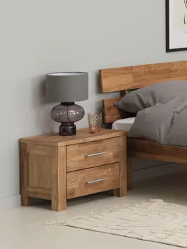 JYSK BEDSIDE TABLE OLLERUP 2 DRAWER OAK (2 / 3)