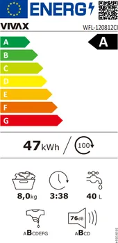 VIVAX WFL-120812CI VEŠ MAŠINA │ KAPACITET: 8KG │ OBR./MIN 1200 │ BROJ PROGRAMA: 12 │ INVERTER MOTOR │ ENERGETSKA EFIKASNOST A │ ŠXVXD: 59,5 X 85 X 48 (9 / 11)