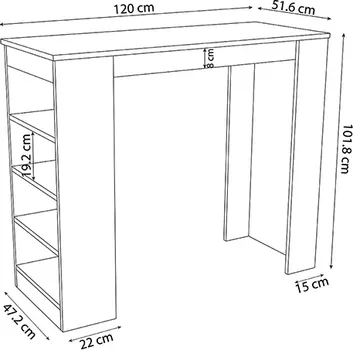 CUNGU BARSKI STO FALEZ WHITE/OAK 120X51.6X101.8 898 (4 / 4)