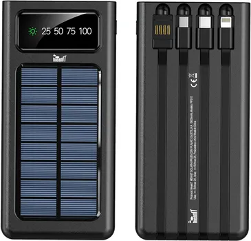 MEANIT P1 10000MAH SOLARNI PRIJENOSNI PUNJAČ I SVETILJKA │ KOMPATIBILAN SA TYPE-C, IPHONE, MICRO USB, USB A │ KAPACITET 10.000MAH │ UGRAĐENA LED LAMPA │ INDIKATOR SOLARNOG PUNJENJA I KAPACITETA BATERIJE (1 / 2)