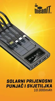 MEANIT P1 10000MAH SOLARNI PRIJENOSNI PUNJAČ I SVETILJKA │ KOMPATIBILAN SA TYPE-C, IPHONE, MICRO USB, USB A │ KAPACITET 10.000MAH │ UGRAĐENA LED LAMPA │ INDIKATOR SOLARNOG PUNJENJA I KAPACITETA BATERIJE (2 / 2)