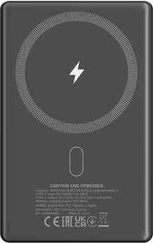 CANYON POWER BANK ONPOWER 510 SLIM MAGNETIC 10000 MAH PD20W DARK GREY (4 / 7)