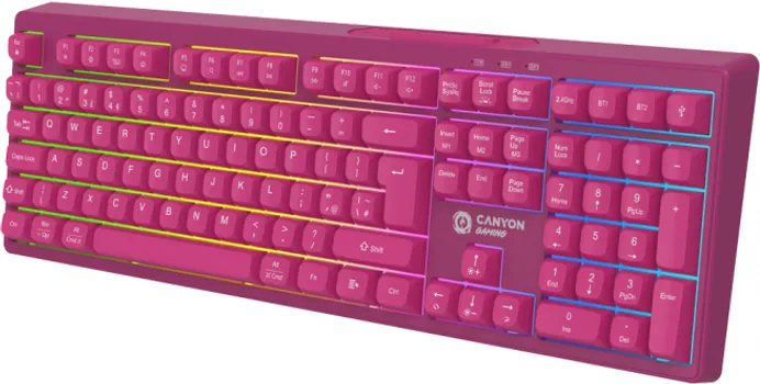CANYON 105KEYS GAMING KEYBOARD,WITH 2.4G+ BLUETOOTH MODE, BATTERY 2000MAH, RGB BACKLIGHT 3 TYPES AND 7 COLORS, SIZE:407*119*19MM, PVC CABLE 1.8M , BLACK,WEIGHT:556+/-10G (5 / 6)