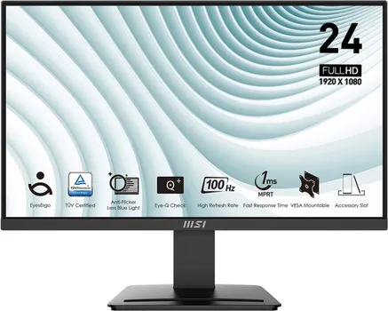 MSI PRO MP2412 BUSINESS 23.8 VELIČINA EKRANA: 23.8 , REZOLUCIJA 1920X1080 FULL HD 100HZ, PANEL: VA, ODNOS STRANICA: 16:9, HDMI/DP, VESA 75X75 (1 / 6)