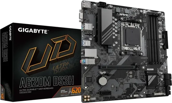 GIGABYTE AMD RYZEN MB A620M DS3H REV. 1.1, 4*DDR5 DIMM 8000MHZ, M.2, RAID, DP/HDMI/VGA, USB 3.2, AM5 (1 / 1)