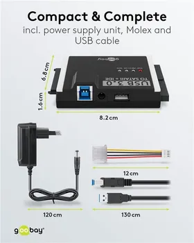 GOOBAY USB 3.0 HARD DRIVE ADAPTER FOR IDE AND SATA, 1.3 M, STANDING BOX 72013 (4 / 9)