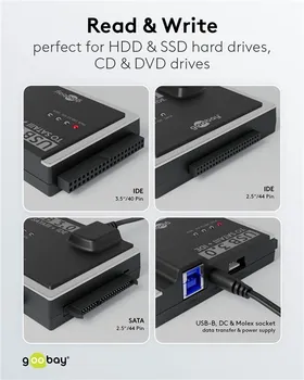 GOOBAY USB 3.0 HARD DRIVE ADAPTER FOR IDE AND SATA, 1.3 M, STANDING BOX 72013 (3 / 5)