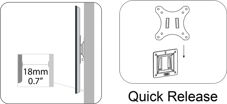 DIGITUS DA-90303-1 ZA MONITORE DO 81 CM (32 ) I MAKSIMALNE TEŽINE 18 KG, MINIMALNI MONTAŽNI PROFIL OD ZIDA (18 MM), ZA STANDARDNE VESA M (6 / 6)