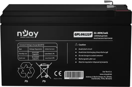 NJOY GPL09122F BATERIJA ZA UPS 12V 9AH (BTVACIUOCTB2FCW02B) (3 / 3)