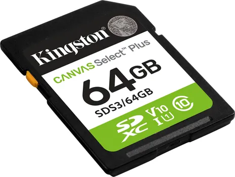 KINGSTON CANVAS SELECT PLUS 64GB SD KARTICA (SDS3/64GB) │ KAPACITET: 64 GB │ BRZINA ČITANJA: 100 MB/S │ UHS-I │ KLASA BRZINE: U1 │ VIDEO BRZINA: V10 │ KLASA MEMORIJE: 10 (3 / 4)