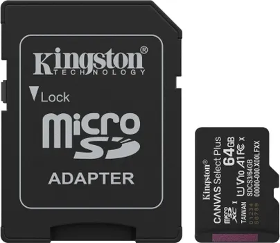 KINGSTON MICROSD CANVAS SELECT PLUS MEMORY CARD 64GB A1 CLASS10 (1 / 3)
