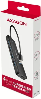 AXAGON HUE-C1A USB-A 5GBPS USB HUB │ PUTNI USB-A HUB SA 4 PORTA │ USB-C KONEKTOR ZA EKSTERNO NAPAJANJE │ DUŽINA KABLA 19 CM (3 / 7)