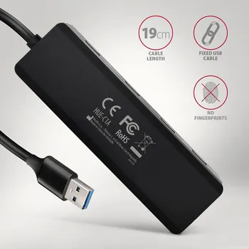 AXAGON HUE-C1A USB-A 5GBPS USB HUB │ PUTNI USB-A HUB SA 4 PORTA │ USB-C KONEKTOR ZA EKSTERNO NAPAJANJE │ DUŽINA KABLA 19 CM (4 / 7)