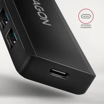 AXAGON HUE-C1A USB-A 5GBPS USB HUB │ PUTNI USB-A HUB SA 4 PORTA │ USB-C KONEKTOR ZA EKSTERNO NAPAJANJE │ DUŽINA KABLA 19 CM (5 / 7)
