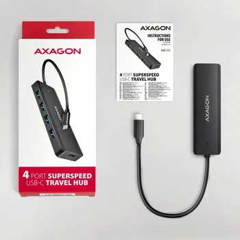AXAGON HUE-C1C USB-C 5GBPS USB HUB │ USB-C HUB SA ČETIRI PORTA │ USB-C KONEKTOR ZA EKSTERNO NAPAJANJE │ DUŽINA KABLA 19 CM (4 / 7)