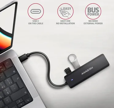 AXAGON HUE-C1C USB-C 5GBPS USB HUB │ USB-C HUB SA ČETIRI PORTA │ USB-C KONEKTOR ZA EKSTERNO NAPAJANJE │ DUŽINA KABLA 19 CM (5 / 7)