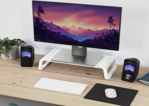 TRUST MONTA STAND ZA MONITOR,KALJENO STAKLO, 50X20 CM,BIJELI (3 / 4)