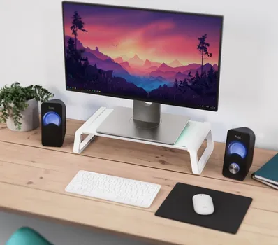 TRUST MONTA STAND ZA MONITOR,KALJENO STAKLO, 50X20 CM,BIJELI (4 / 4)