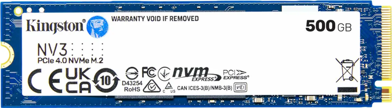 KINGSTON SSD 500GB NV3 M.2 2280 PCIE 4.0 NVME, READ: 5,000/ WRITE: 3,000MB/S (1 / 1)
