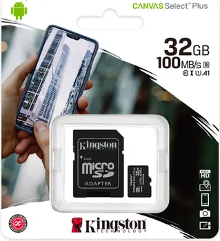 KINGSTON MICROSD 32GB CLASS 10CANVAS SELECT PLUSSD ADAPTER 100MBS READ,CLASS 10 UHS-I (1 / 2)